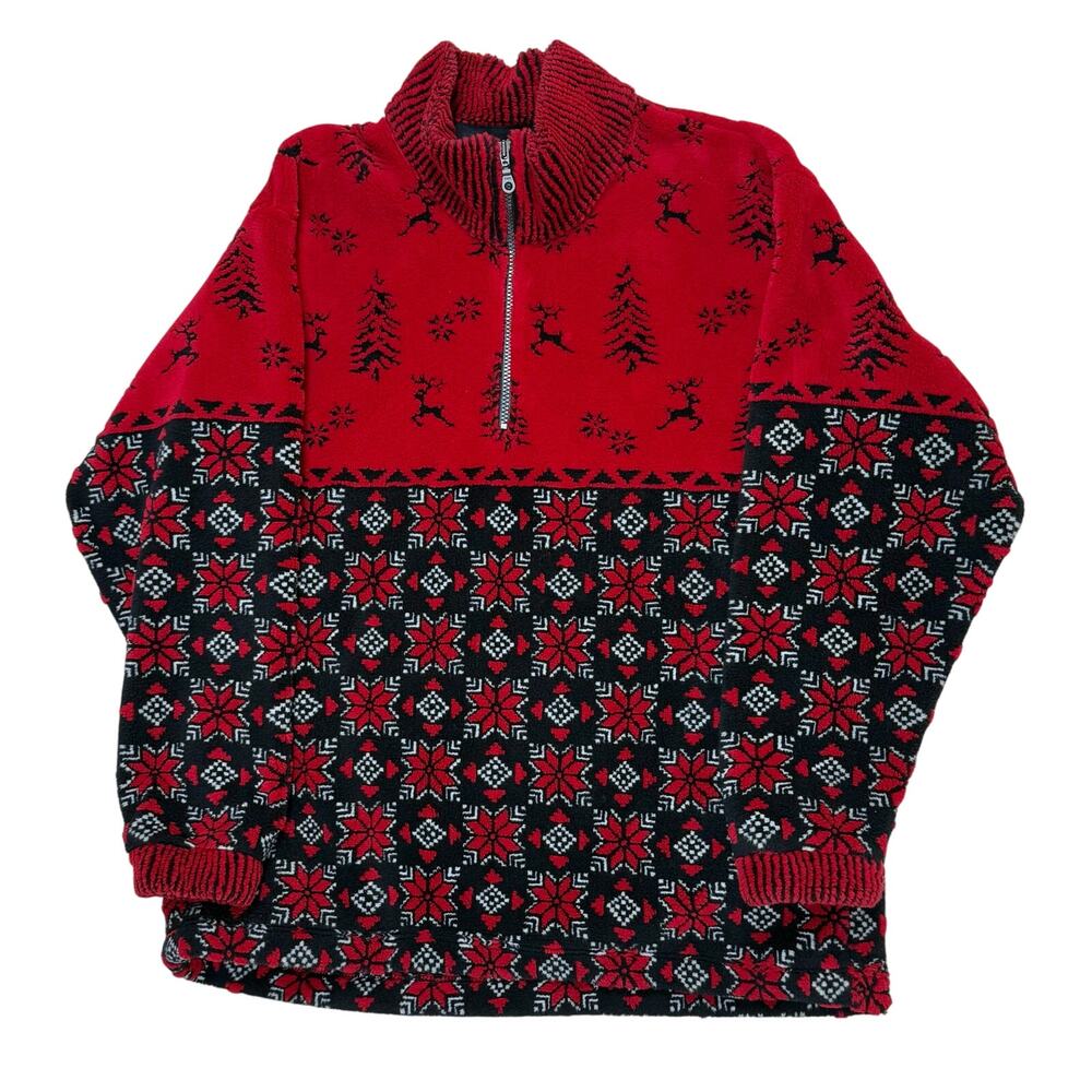 Vtg Tsunami Mens Christmas Winter Fleece Pullover Size L Sweater